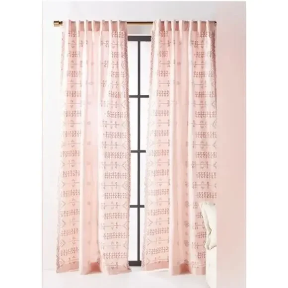 Anthropologie Pink Patterned Curtains - Picture 1 of 5